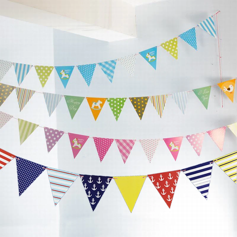 

Bunting Children's Birthday Party Dress Up Supplies Triangle Pull Flag Classroom Decoration Arrange String Flag Pull Flower