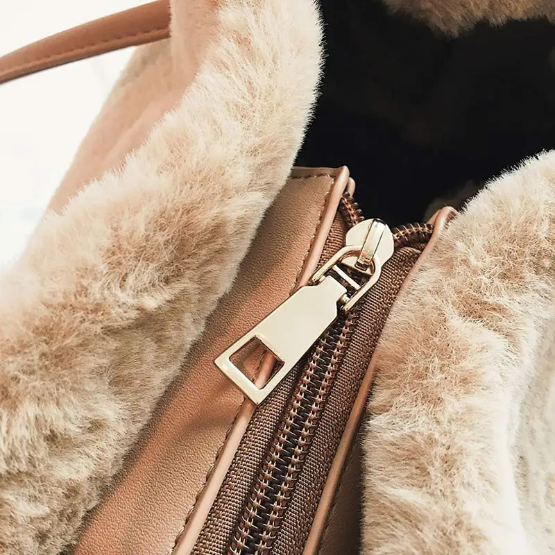 Новая женская мягкая плюшевая сумка на плечо Классическая Сумка ведро с