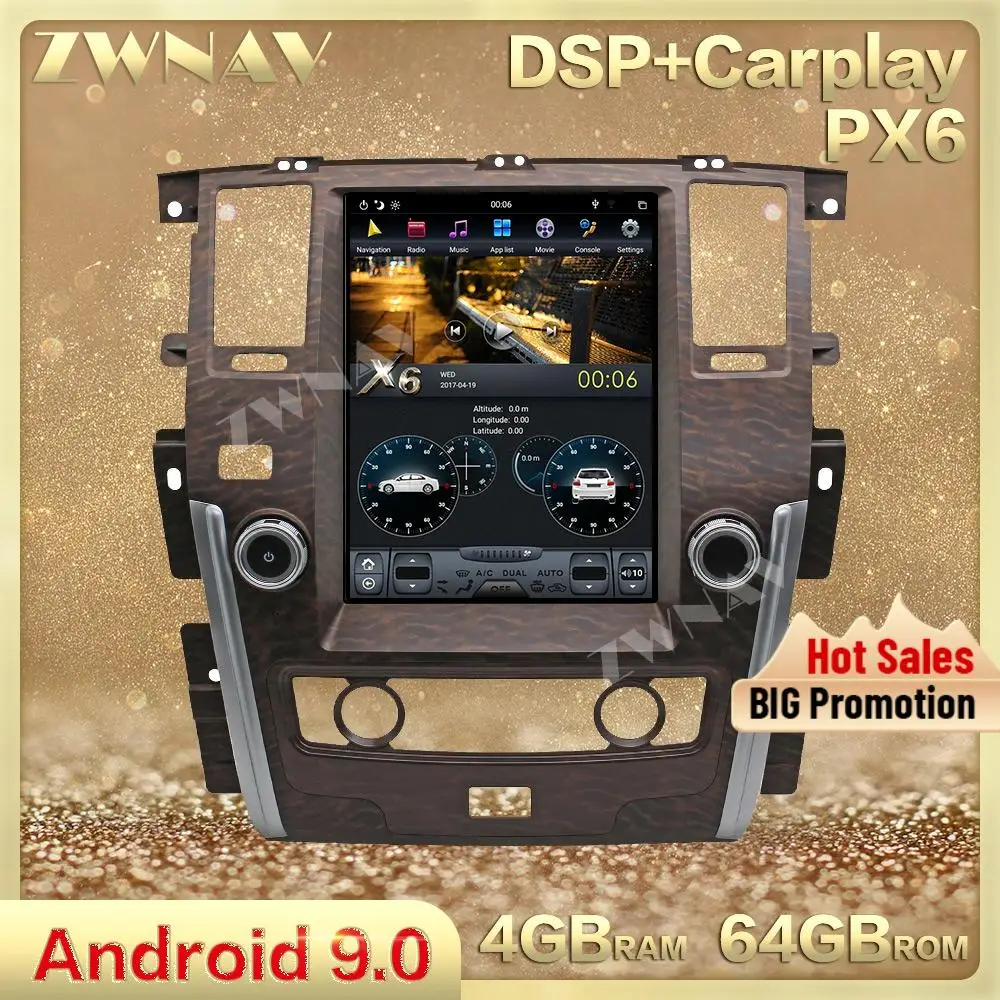 

DSP Carplay vertical Tesla screen Android 9.0 Car Multimedia Player For NISSAN PATROL 2010-2018 GPS Audio Radio stereo head unit