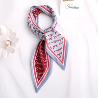 2020 new letter print women silk scarf small handle bag ribbons female head scarves foulard 9010cm