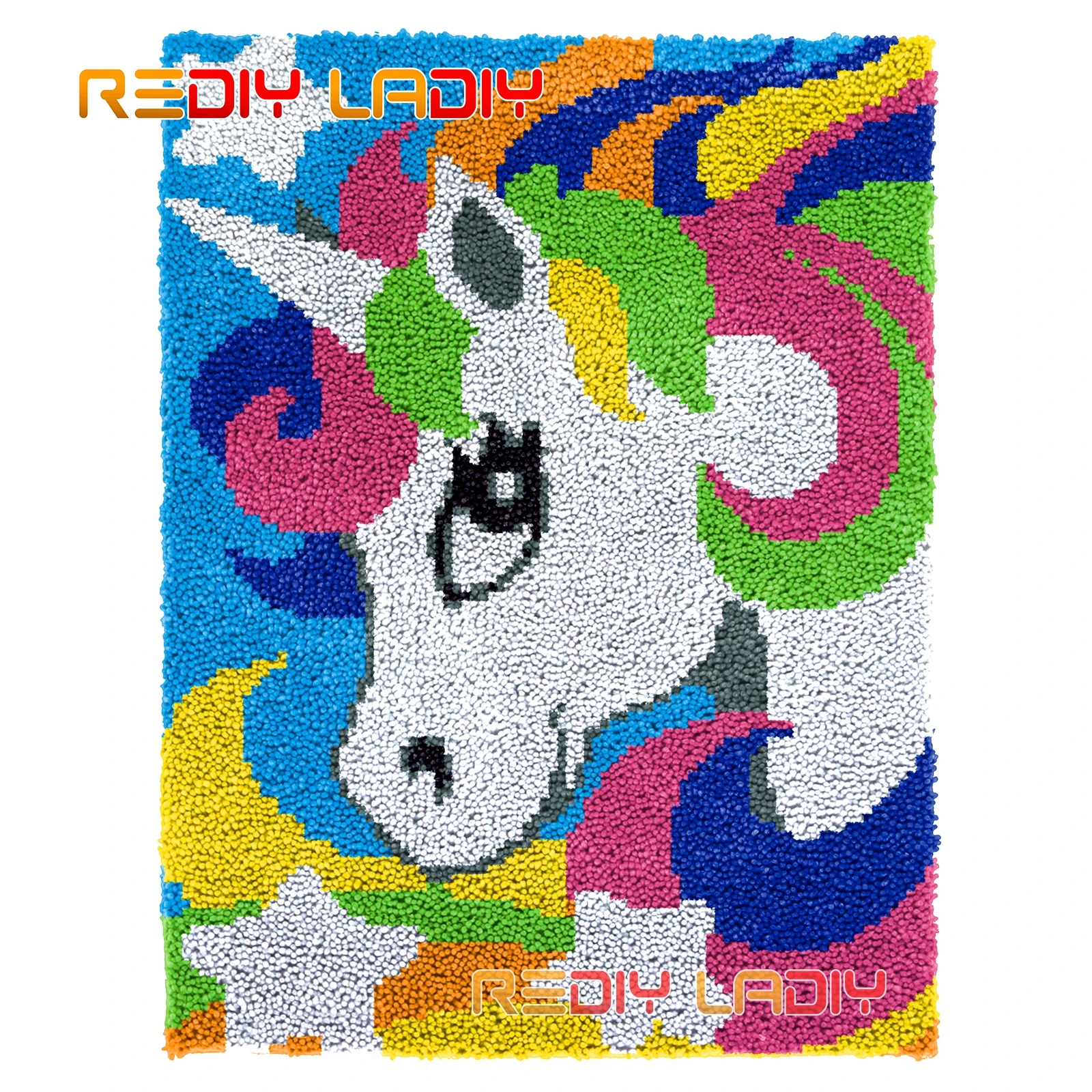 

Latch Hook Rug Cartoon Unicorn Seat Cushion DIY Carpet Rug Kits Chunky Yarn Needlework Wall Tapestry Crocheting Floor Mat Crafts
