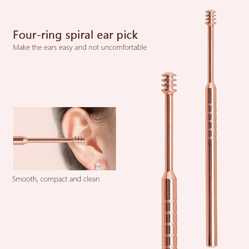 6 Pcs/Set Ear Wax Pickers Stainless Steel Earpick Remover Curette Pick Cleaner Spoon Care Clean Tool |