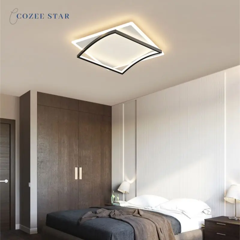 

Nordic LED Ceiling Lights Modern Acrylic Aluminum Metal Gold Black Indoor Lighting Fixture Bedroom Living Room Lights Lustre