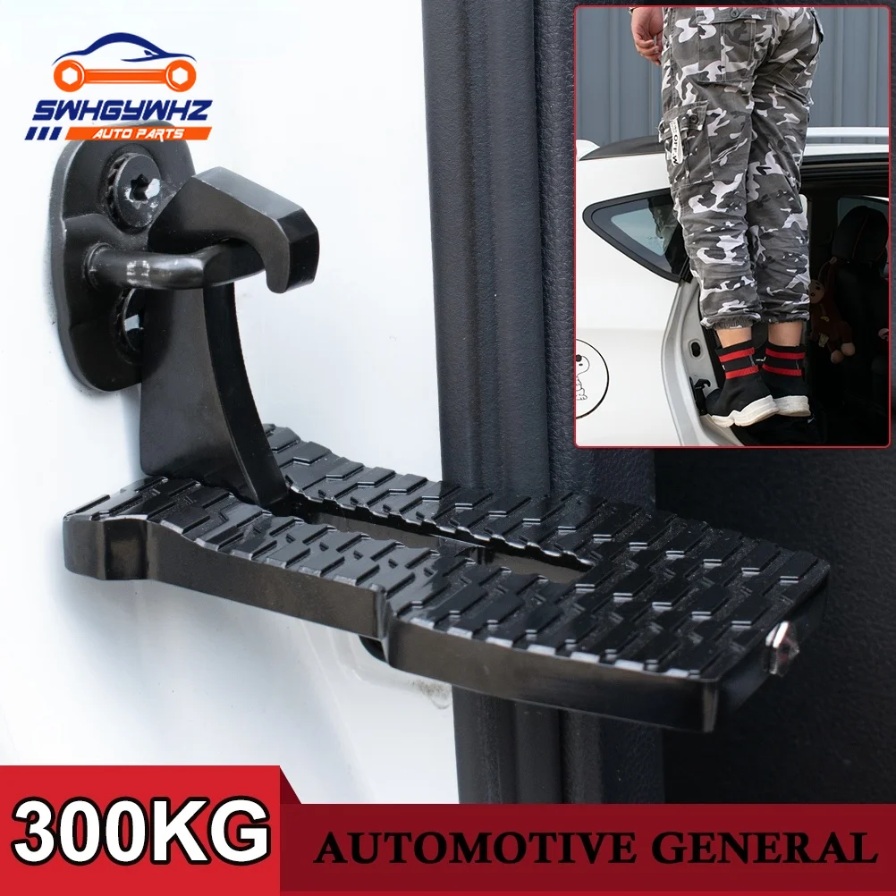 Universal Aluminum Car Auxiliary Pedal Roof Top Rack Access Pedal Hook NonSlip Foot Rest Safety Hammer For SUV Jeep Trunk Ladder