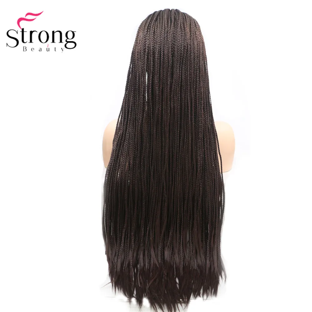 StrongBeauty коробка коса Кружева спереди длинный черный парик Омбре Синтетический Плетеный ящик косы парики для женщин