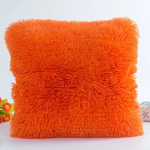 43*43cm Plush Furry Cushion Cover New Pillow Case Decorative Throw Pillow Case Home Bed Room Sofa Decor Home Decor - Цвет: Оранжевый