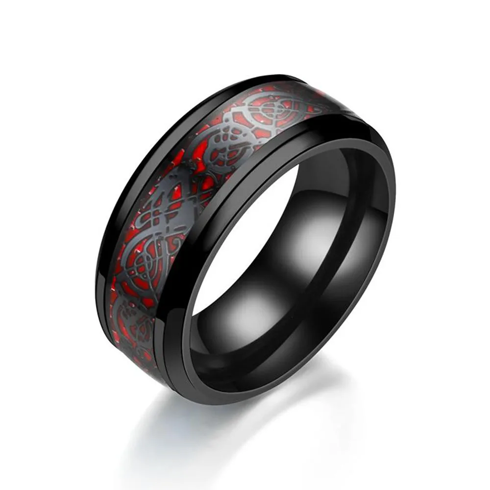 

Vintage Men Red Inlay Dragon Design Gothic Style Men's Finger-Ring Jewelry Accessories For Men Gift