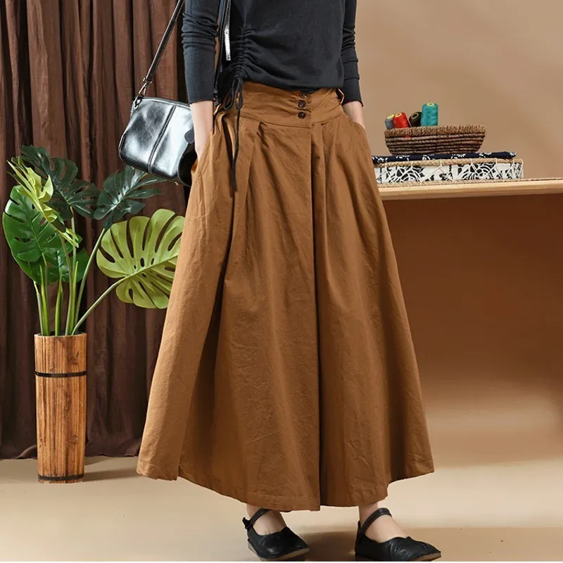Женская плиссированная юбка средней длины винтажная однотонная Свободная из