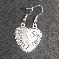 best friend sisters pendant earrings broken heart puzzle jewelry unique gift charm earrings