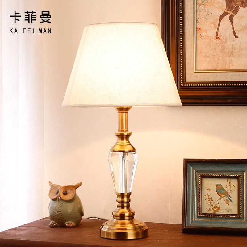 Хрустальная настольная лампа в американском стиле для спальни прикроватная