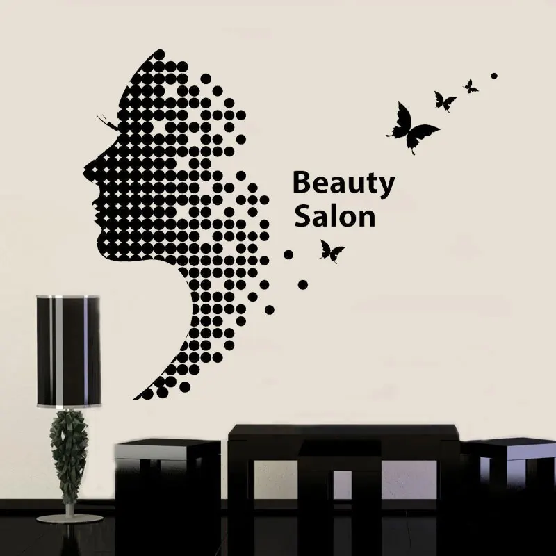 Настенная Наклейка для салона красоты красивая девушка Бабочка волосы