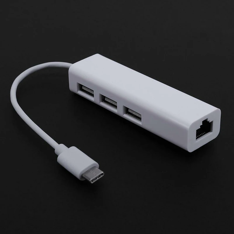 Несколько 3 портовый концентратор для RJ45 Ethernet Сетевая карта Кабель USB 1 type C