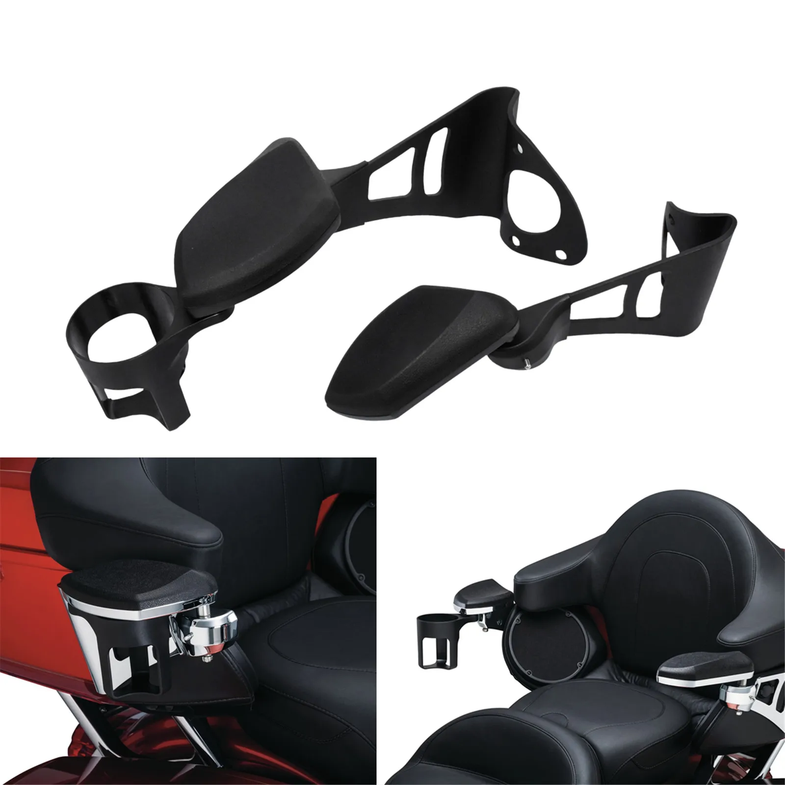 Precio Trasero De La Motocicleta Ajustable De Brazo Descansa W/sostenedor De Taza Para Harley Touring Camino Deslizamiento Tri Glide Electra Glide 2014-2020