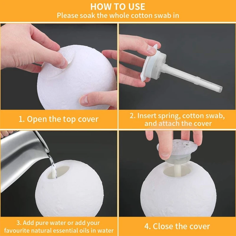 

Moon Light Humidifier, 3D Printing 3 Colors Moon Lamp with Stand, Cool Mist Humidifier USB Rechargeable for Bedrooms