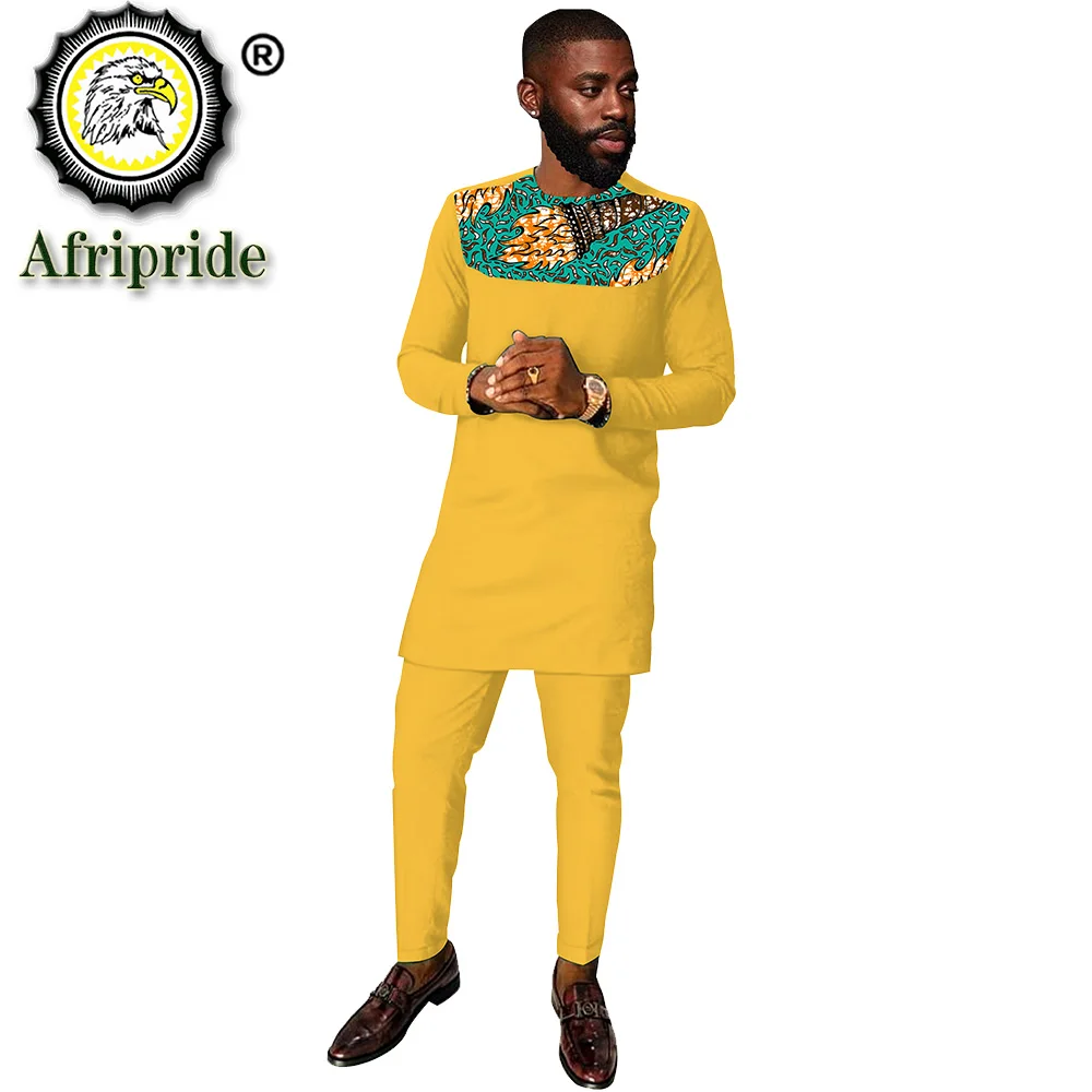 African Dashiki Print Top Pant Set 2 Pieces Outfit Set traditional Clothes Streetwear African Suit Men Africa Clothing S2016033