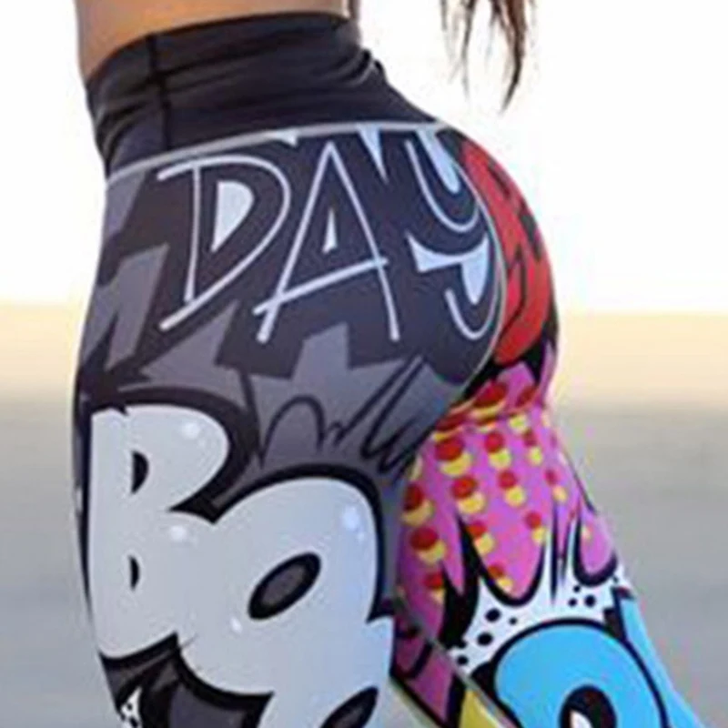 

Slim Leggings Graffiti 3D Print push up leggings Women Ankle-Length Elastic Fitness Pencil leggings