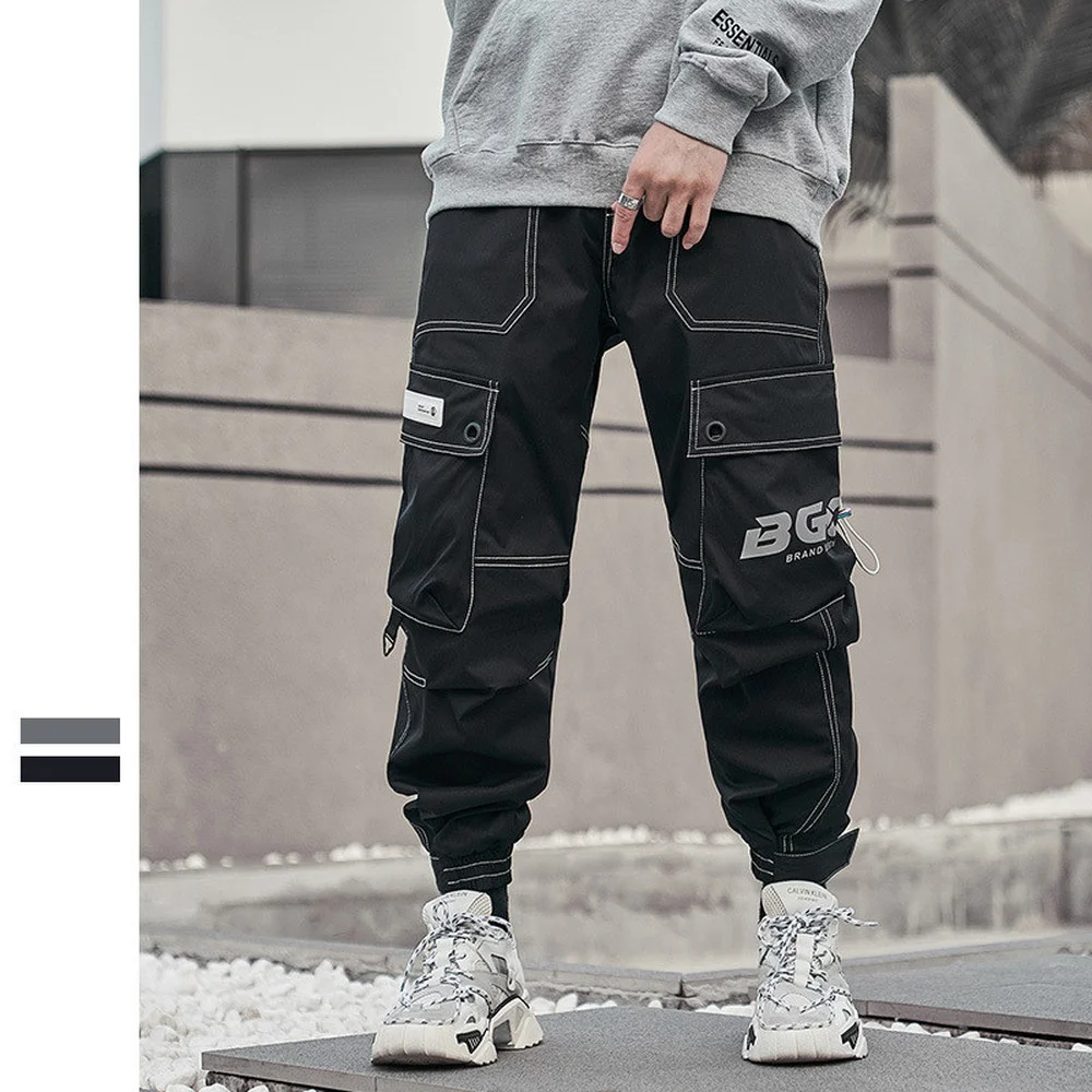 

Комбинезон мужской с светоотражающим принтом, повседневные брюки-карго, функциональные Джоггеры в стиле хип-хоп, весна 2021