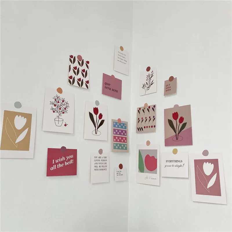 

Ins Tulip Flower Card French Elegant Decoration Wallpaper Stickers Postcards Bookmarks Photo Frames for Picture Wall Landscape