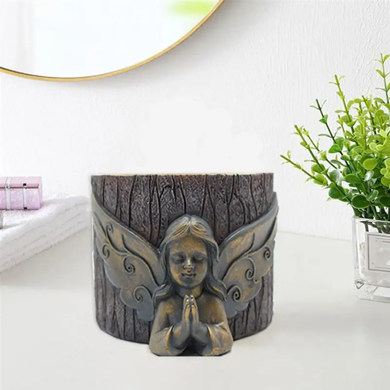 

1Pc Resin Flower Pot Angel Design Succulents Plants Pot Home Desktop Organizer