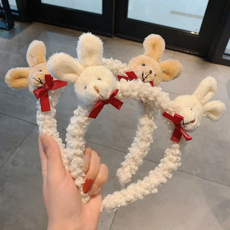 

Girl Cute Bunny Face Wash Hair Band Female Simple And Versatile Outing Pressure Hair Non-slip Hairpin Headband Hair Accessories