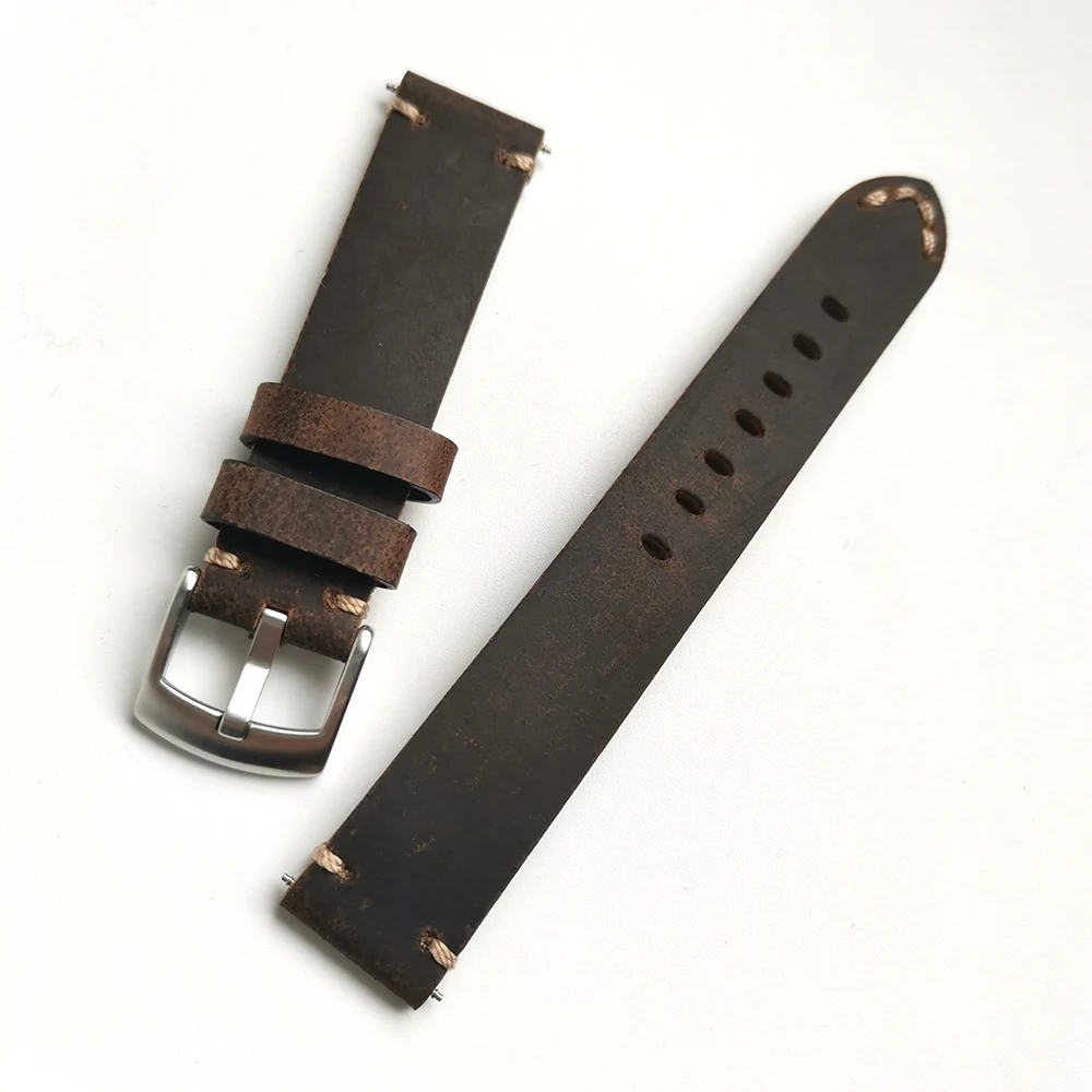 

18 19 20 21 22mm Handmade thick section Watch Strap Band Genuine Leather Men Retro Watch Belt Upscale texture Cowhide Watchbands