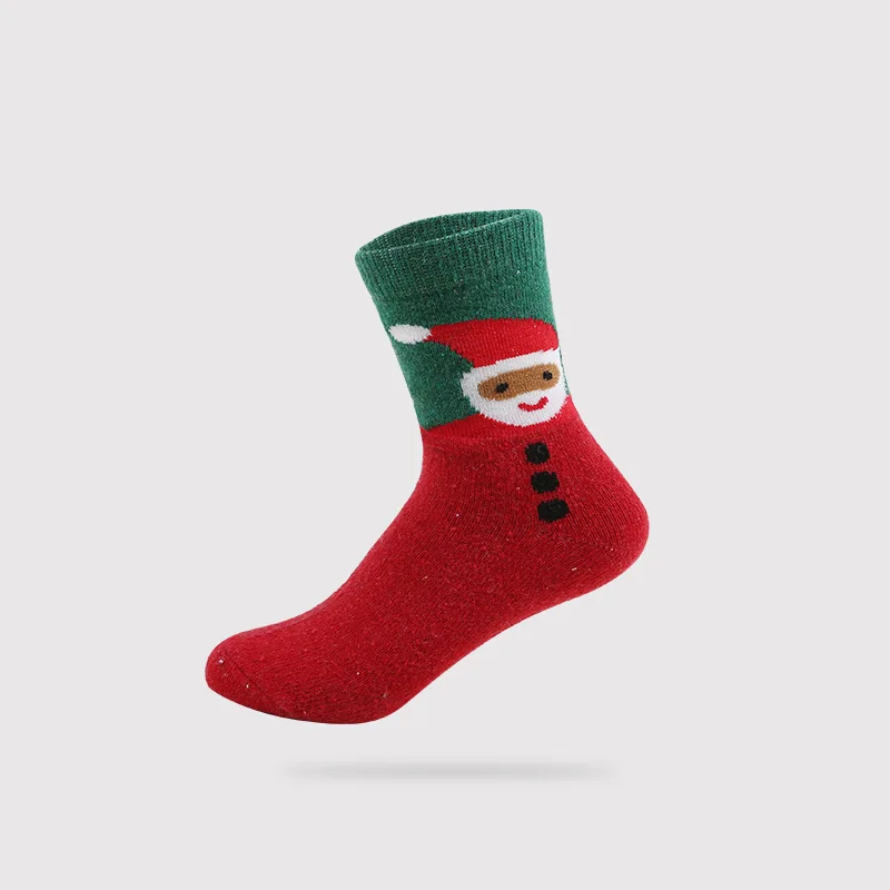 2 Pairs Wool Women's Christmas Santa Claus socks Warm Ladies Autumn and Winter Cartoon high Red Long Thick Ankle Cute Fashion | Женская