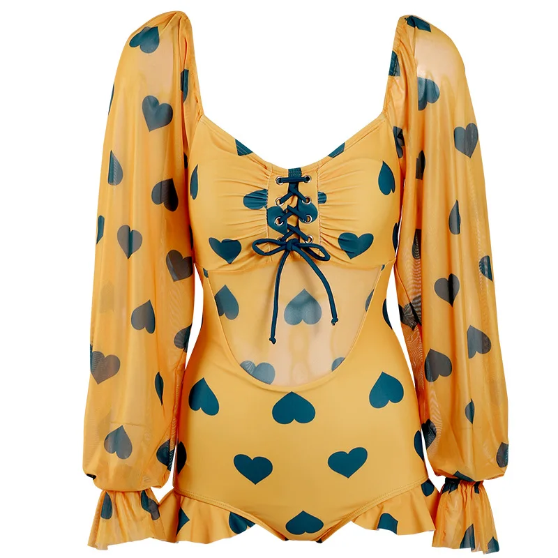 

Swimsuit One Piece Women Sports Swimwear Push Up Beach Plus Size Bathing Suit Hot New Sexy Lou Back Strap Long Sleeve Wetsuit