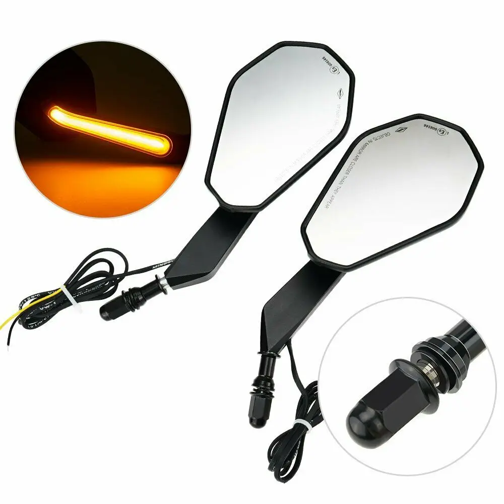 

Universal Side Mirror with Turn Signal Motorcycle Mirror Handlebar E-MARK For Touring Sportster Dyna Road King Street Glide