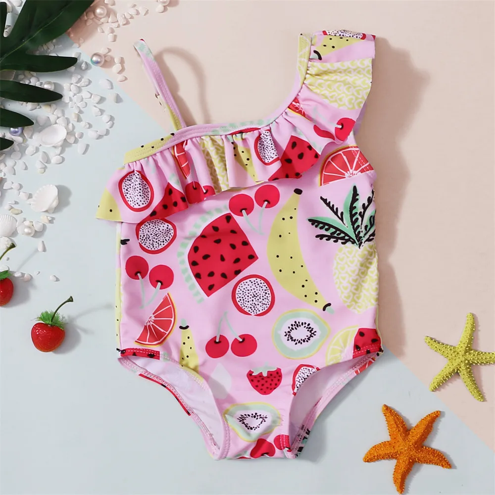 

Girl's Swimsuit One piece One Shoulder Swimwear Summer Swimsuit Kids for Girls Swimming Clothing Kids bikini Baby Girl Clothes