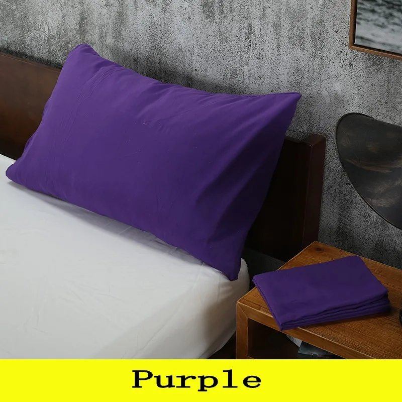 

2PCS=1Pair Solid Color Bed Pillow Case Pillowcases Bedding Bedroom Pillow Cover Standard Queen Size White Green Gray Yellow