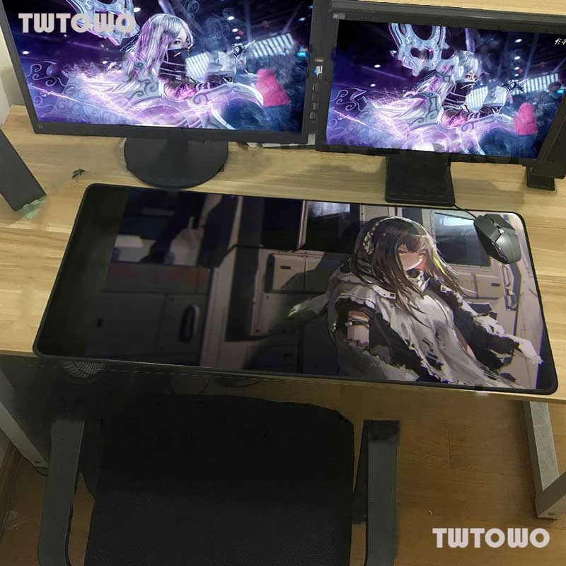 

Gaming Mouse Pad Retro Anime Black Exquisite Locking Girl Frontline Computer Notebook Office Keyboard Accessories Mousepad