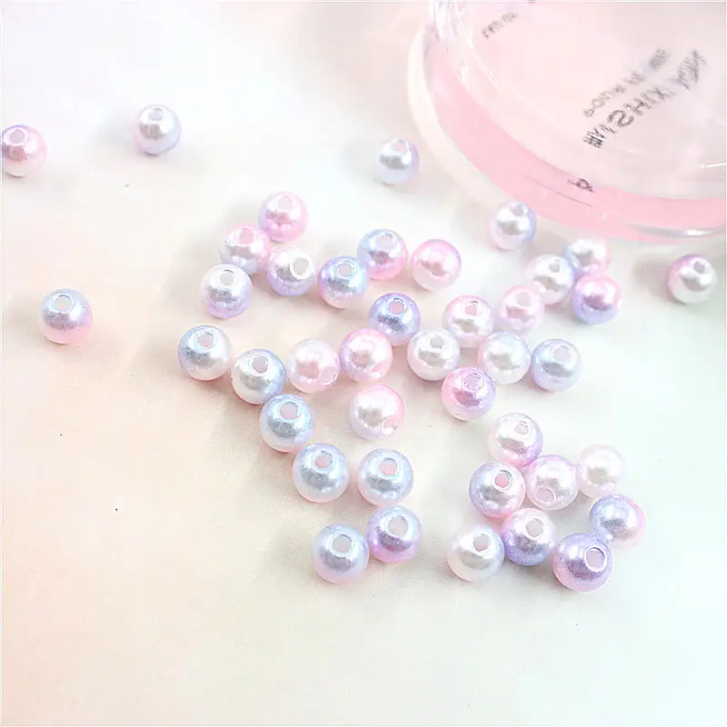 shallow mix100pcs Модные Разноцветные радужные круглые 8 мм ABS имитация жемчуга два отверстия свободный бисер «сделай сам» 100-200 штук - Цвет: shallow mix100pcs