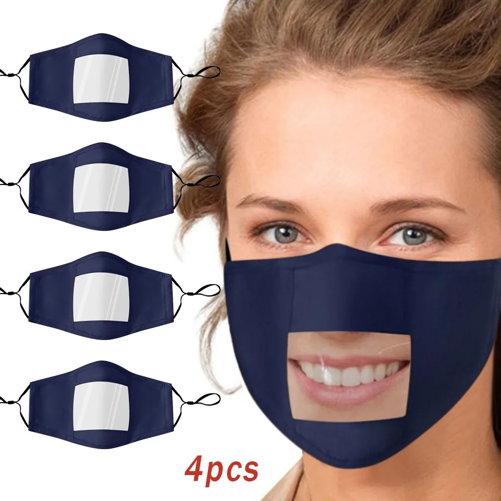 4 шт. маска с прозрачным окном видимое лицевое покрытие для глухих людей