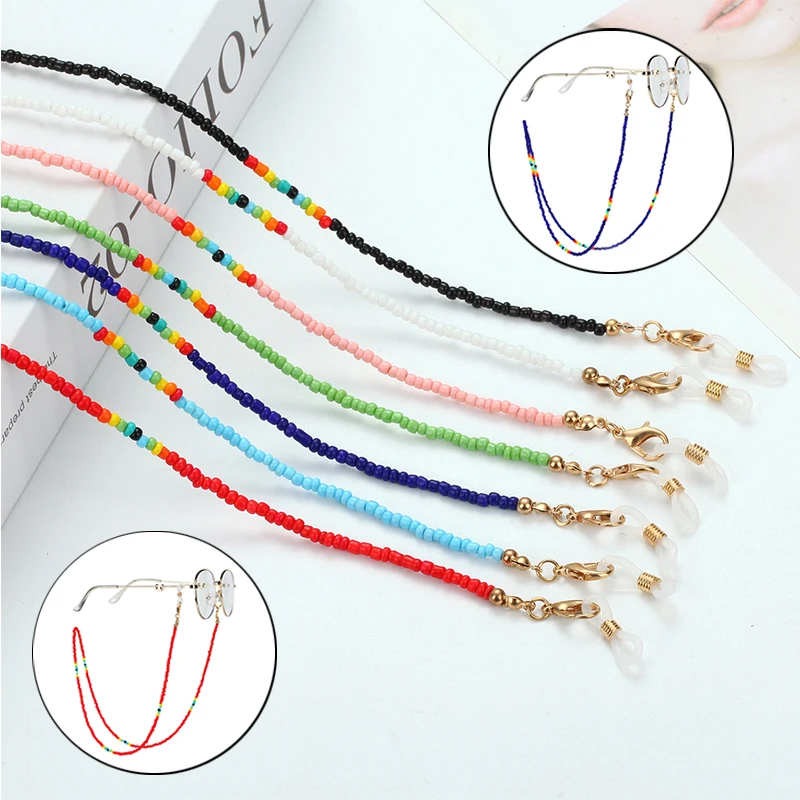 

Fashion Acrylic Crystal Glasses Neck Strap Chain Acrylic Crystal Black Beads Eyeglasses Necklace Sunglasses Cord Lanyard