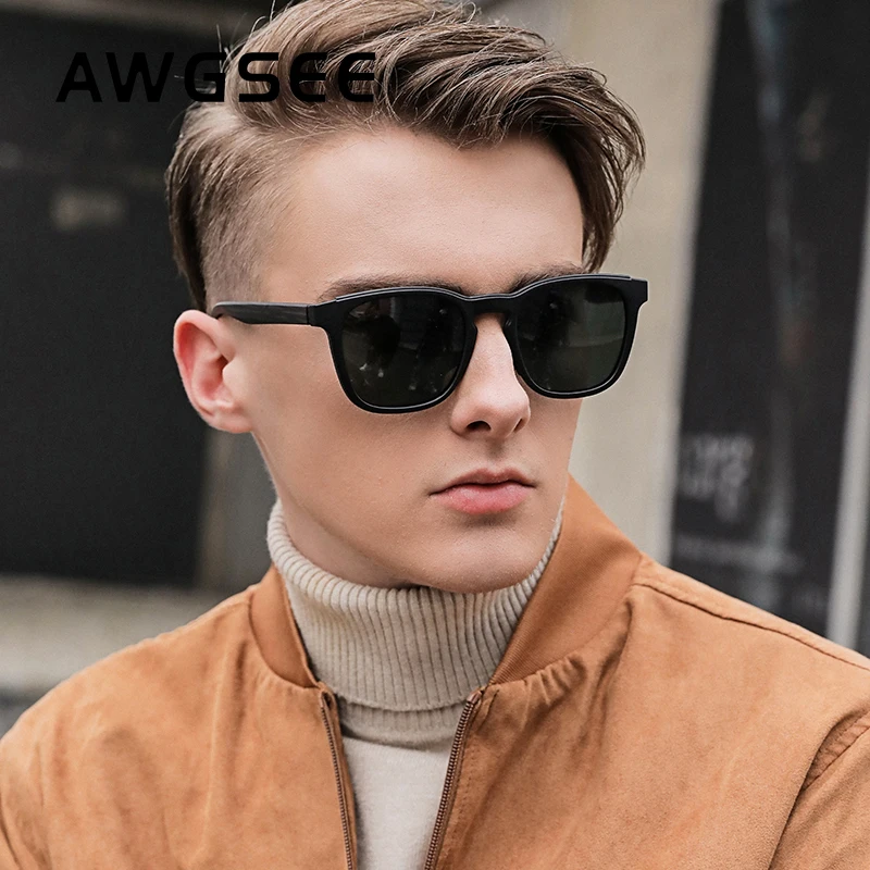 

AWGSEE Men's Classic Polarized Sunglasses TR90 Durable Square Frame Driving Shades Outdoor Sports Fishing Sun Glasses UV400