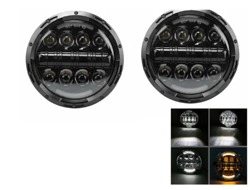 Для UAZ 4x4 Jungle Lada 4x4 urban Niva " черный светодиодный H4 Фары для Jeep JK TJ LJ Land Rover Defender - Цвет: Black