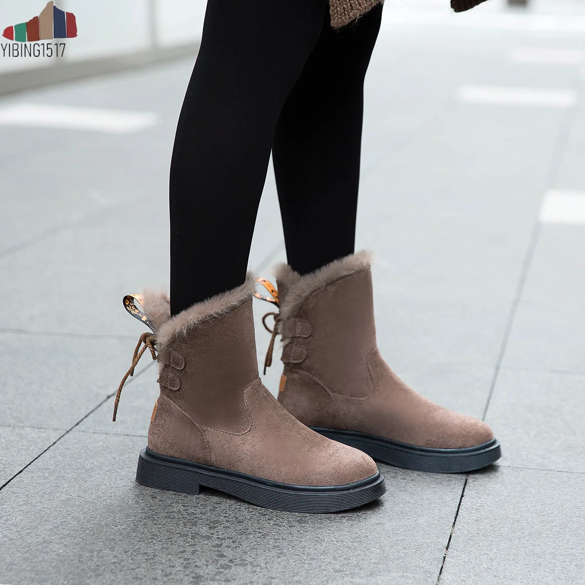 Женские сапоги до середины икры высокие водонепроницаемые женские зимние