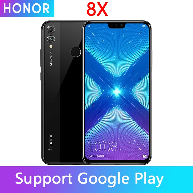 Honor 8X мобильный телефон 6,5 дюймов 1080x2340p FHD экран Kirin 710 Восьмиядерный фронтальная камера 16,0 Мп google play 3750 мАч батарея