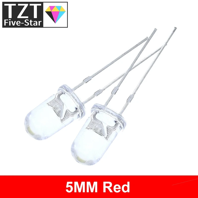 100 шт./лот прозрачный Круглый 5 мм супер яркий зеленый красный белый желтый синий