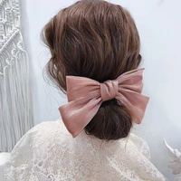 fashion hairpin high quality silk crystal woman girl solid color bow barrette large velvet satin hair accessories free shipping