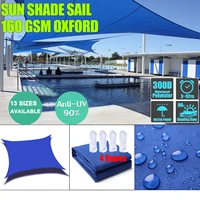 waterproof 300d royal blue square rectangle shade sail garden terrace canopy swimming sun shade camping hiking yard sail awnin