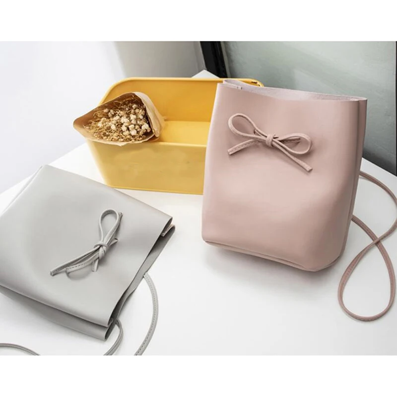 

2019 Women Bow Bucket Shoulder Bag Women Shoulder Bags Fashion Mobile Crossbody Bags Phone Bag