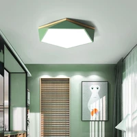 modern led pentagonal ceiling light nordic wooden geometric ceiling lamp for bedroom kitchen corridor bathroom kids room
