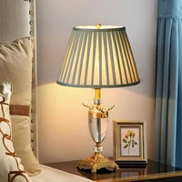 ourfeng crystal table lamp luxury copper led desk beside lamp home decoration for foyer bed room office hotel