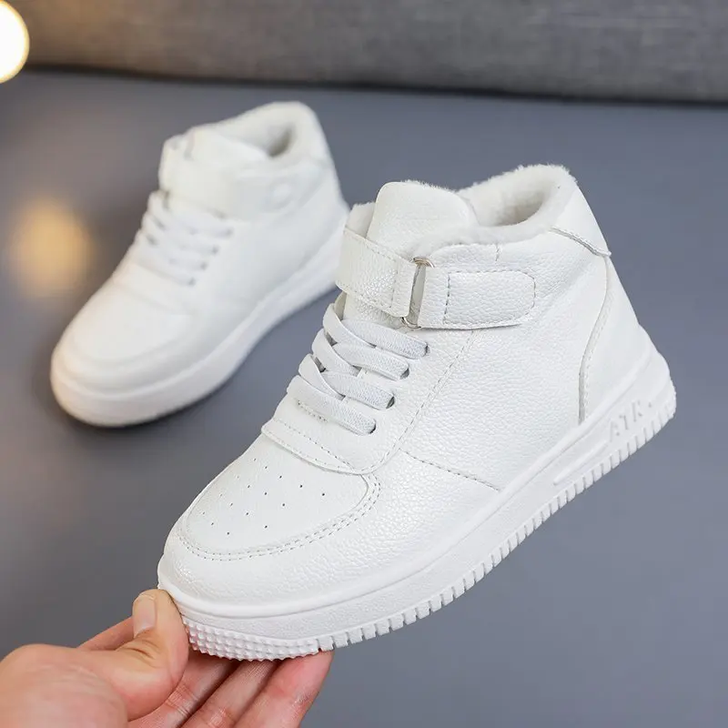 

Size26~37 White Boys Girls Brand Sneakers For Children Casual Shoes Kids Sports Running Boots Walking Breathable Leather Infant