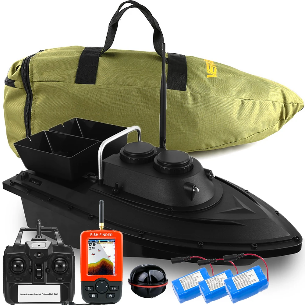 

VERY100 500M Wireless RC Fishing Bait Boat Set 2 Hoppers /GPS Fishfinder Set/Handbag/Batteries Bait/Hook post for Anglingsport