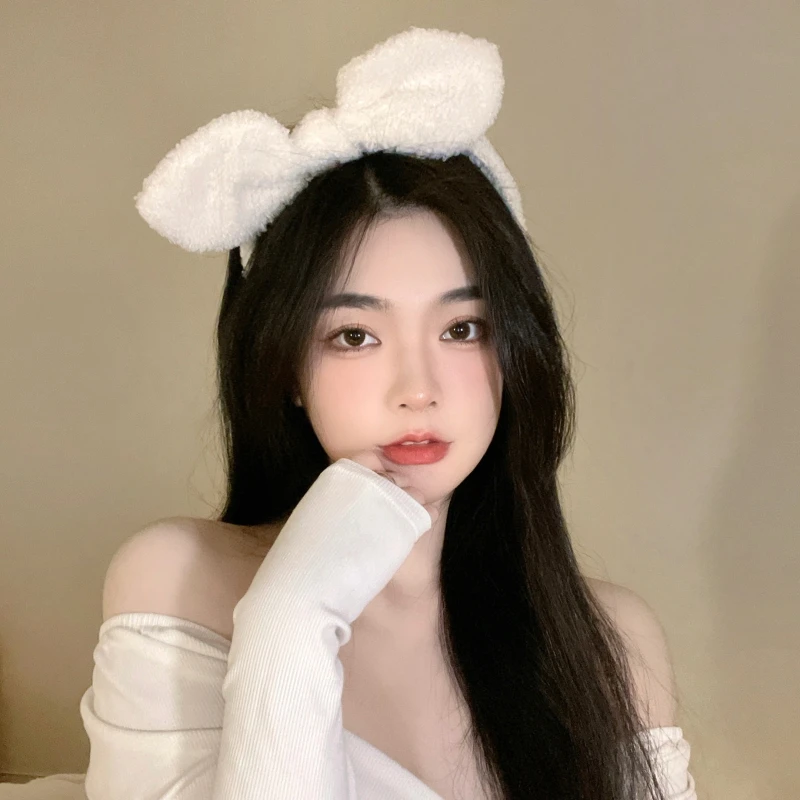 

New fund plush lovely hair hoop female wash a face hairpin bundles hair band big bowknot qiu dong hair card head adorn article