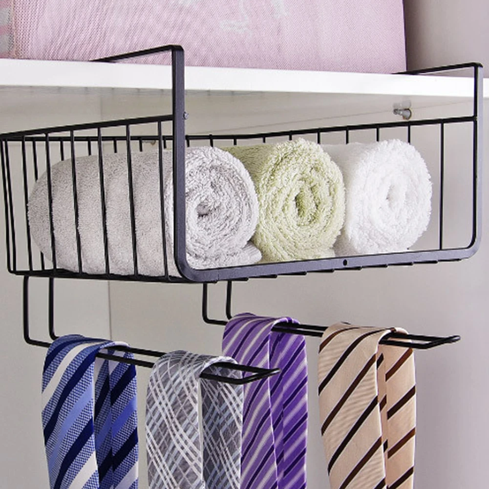 Iron Art Desk Home Wire Under Shelf Kitchen Storage Basket Organizer Cabinet Cupboard Cup Holder Pantry Dual Hook Bookshelf | Дом и сад