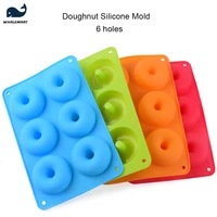 doughnut silicone mold for soap making tools bath bubble balls cake mousse mould 6 holes reusable