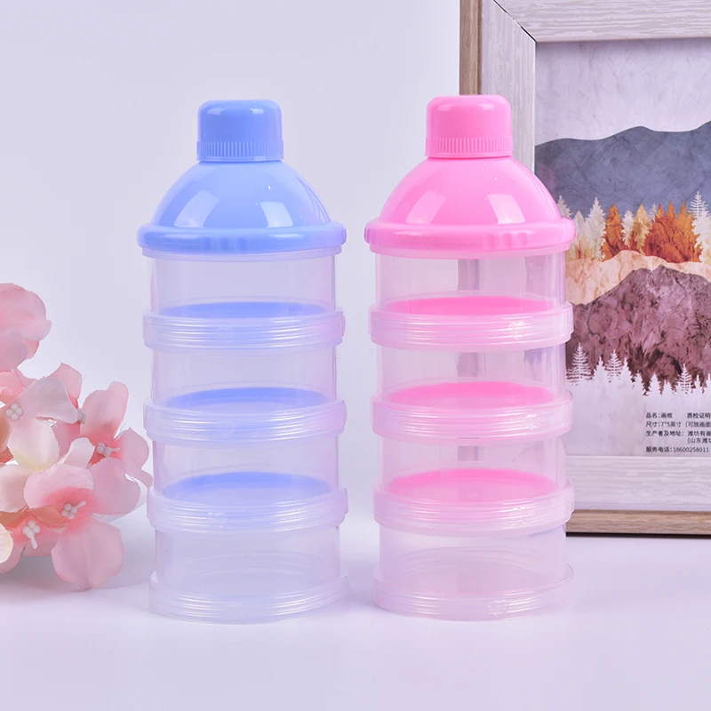 Dispensador port&aacute;til de leche en polvo para beb&eacute; reci&eacute;n nacido, viaje, alimentaci&oacute;n de beb&eacute;, 4 capas, botella de almacenamiento-2